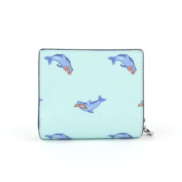Coach Blue Dolphin Print Snap Wallet NWT CK436 - Picture 2 of 4